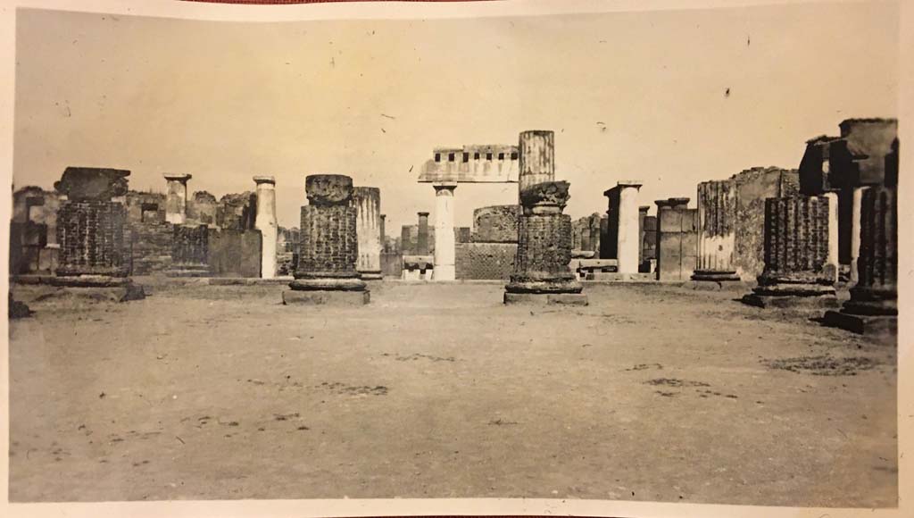 VIII.1.1 Pompeii. Photo from an album, dated 1928. Looking east across main central room, towards Forum.
Photo courtesy of Rick Bauer.