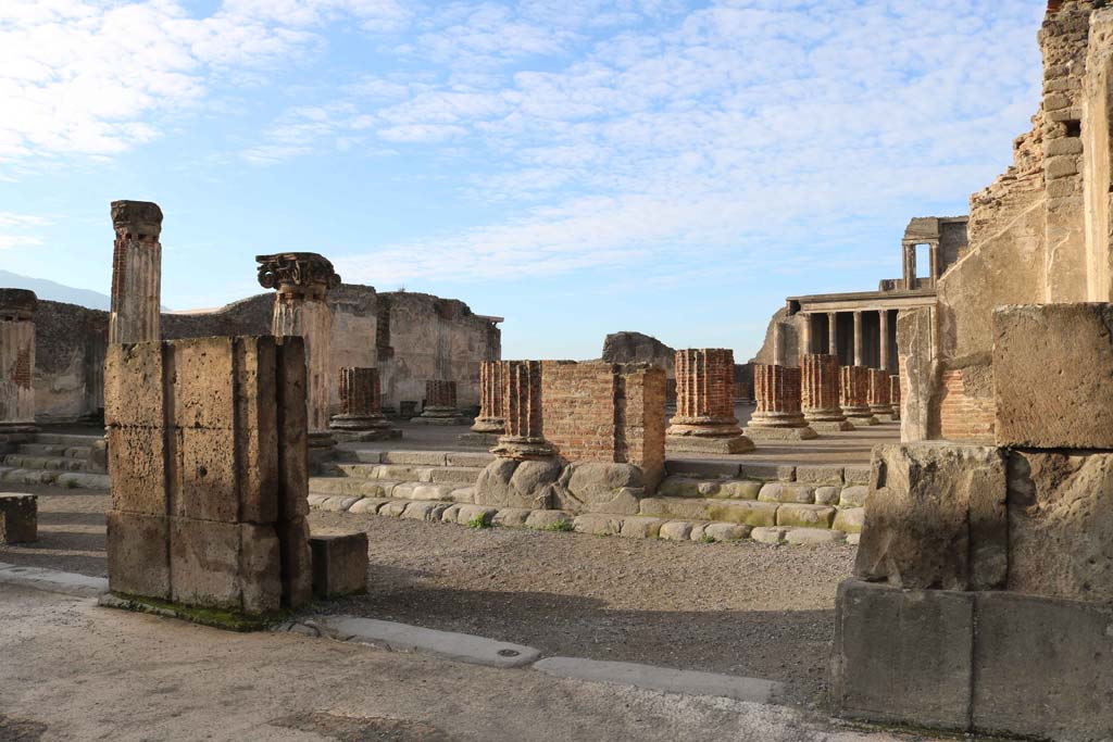 VIII.1.1 Pompeii. December 2018. Basilica entrance steps at north end, looking west from Forum. Photo courtesy of Aude Durand.