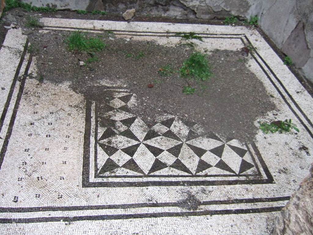 VIII.2.1 Pompeii. December 2005. Mosaic floor in cubiculum on east side of entrance corridor.