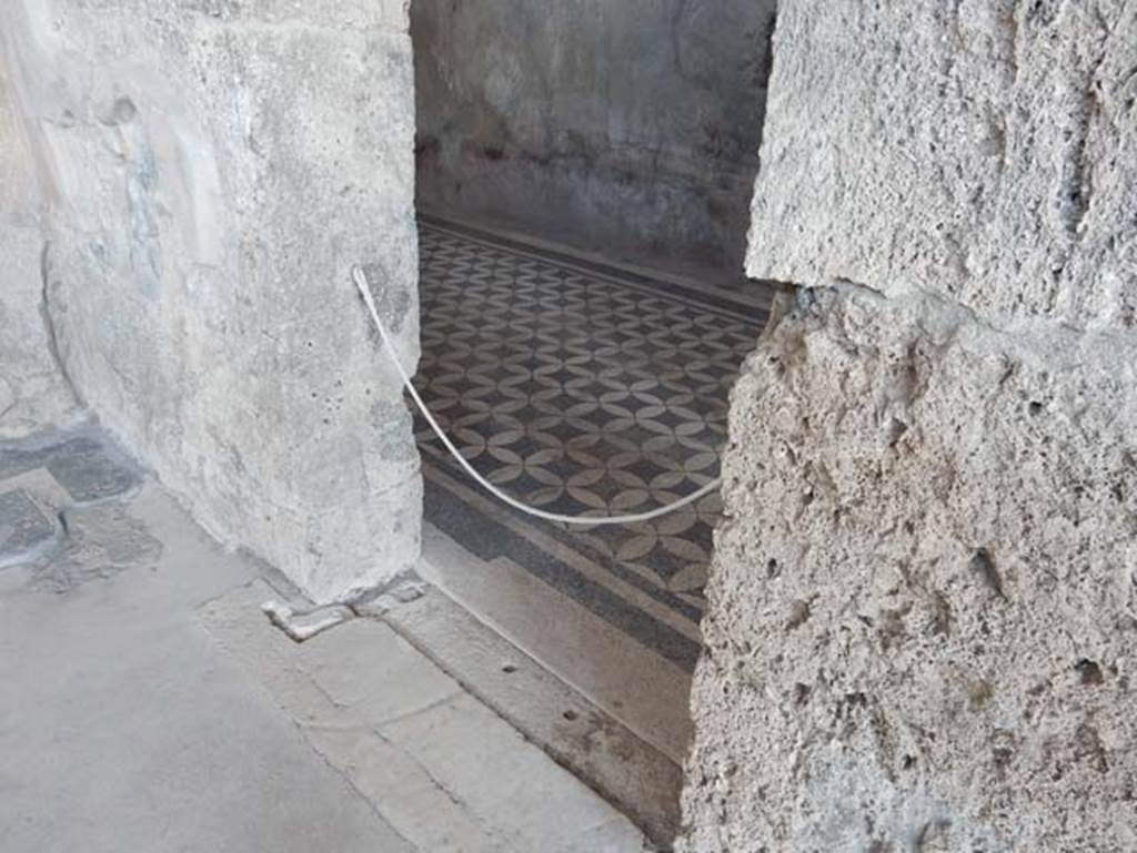 VIII.2.1 Pompeii. May 2018. Doorway to triclinium in north-east corner, on east side of atrium. Photo courtesy of Buzz Ferebee.
