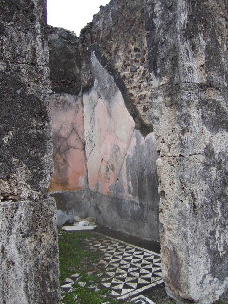 VIII.2.1 Pompeii. December 2005. Doorway to exedra or oecus on east side of atrium.