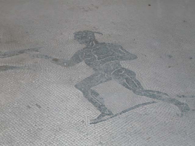VIII.2.23 Pompeii. May 2012. Detail of athlete facing left on mosaic. Photo courtesy of Buzz Ferebee.
