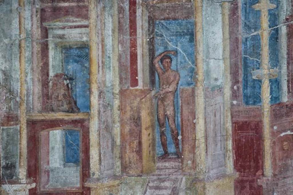 VIII.2.23 Pompeii. April 2018. Detail of painting on the south wall, east end. Photo courtesy of Ian Lycett-King. 
Use is subject to Creative Commons Attribution-NonCommercial License v.4 International.
