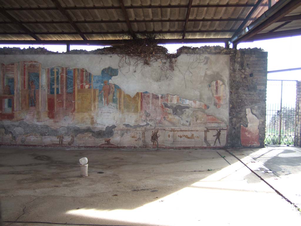 VIII.2.23 Pompeii. October 2020. Detail of painting on the south wall at the west end. Photo courtesy of Klaus Heese.
