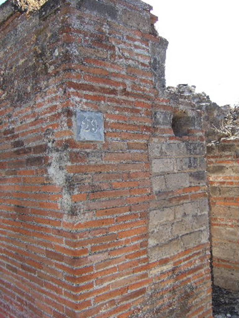VIII.2.29 Pompeii. September 2005. East side of entrance doorway.