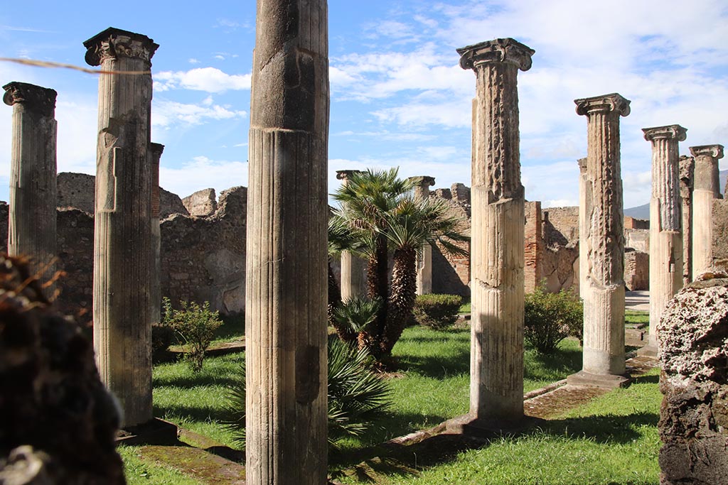 VIII.3.8 Pompeii. October 2024. Looking north-west across peristyle, from south-east corner. Photo courtesy of Klaus Heese.