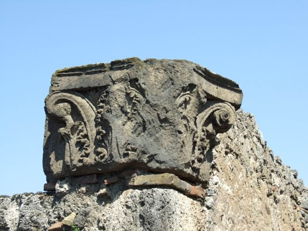 VIII.4.15 Pompeii. March 2009. Room 15, capital placed on north side of exedra entrance.
