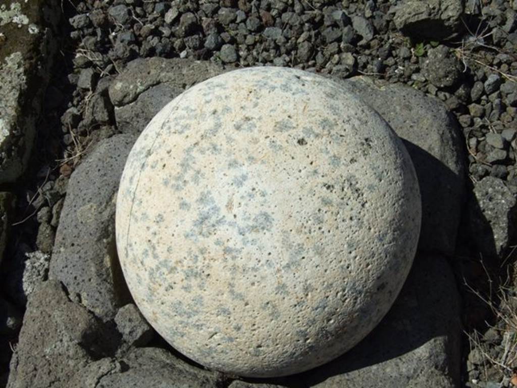VIII.5.28 Pompeii. March 2009. Room 1, Atrium. Stone ball.