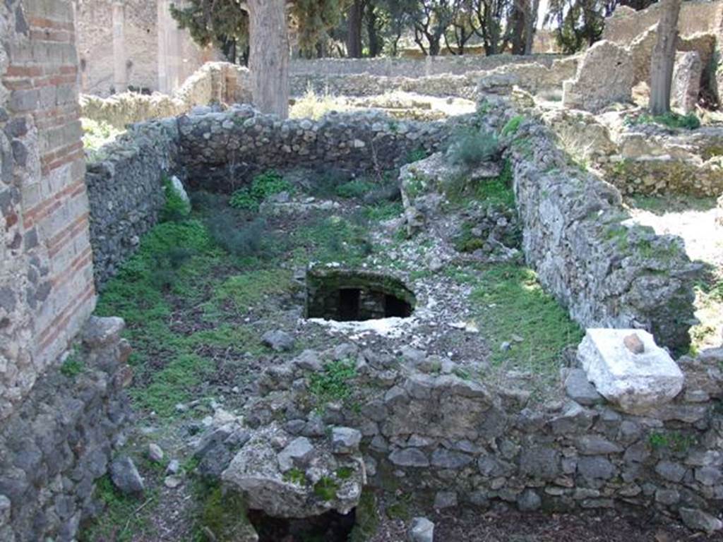 VIII.5.36 Pompeii. March 2009. Taken from VIII.5.28. Looking south across site of room III, men’s caldarium.