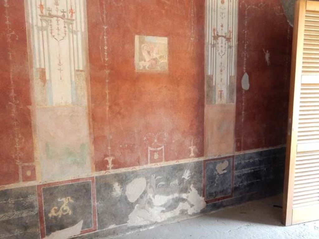 VIII.5.37 Pompeii. May 2017. Room 13, centre and east end of north wall after restoration.  Photo courtesy of Buzz Ferebee.
