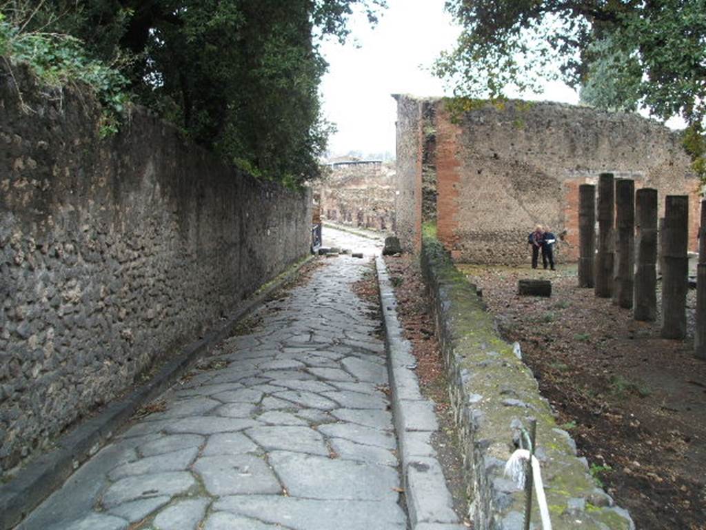 Via dei Teatri looking north between Triangular Forum and VIII.6.6. December 2004.