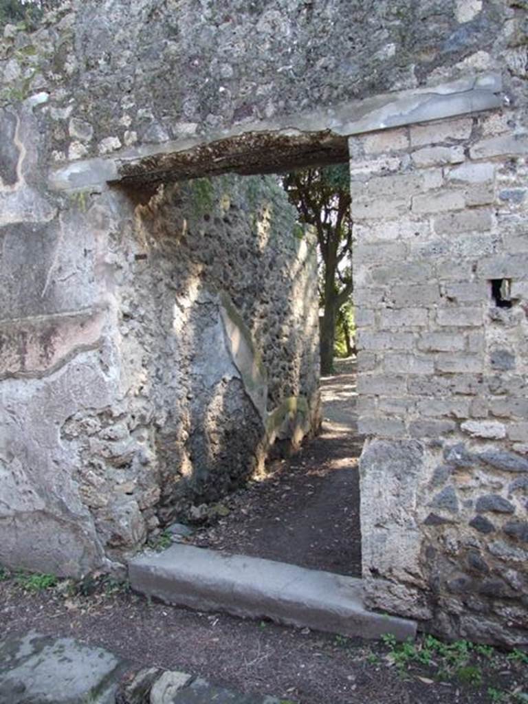 VIII.6.6 Pompeii.  March 2009. Entrance on Vicolo delle Pareti Rosse. Looking south.