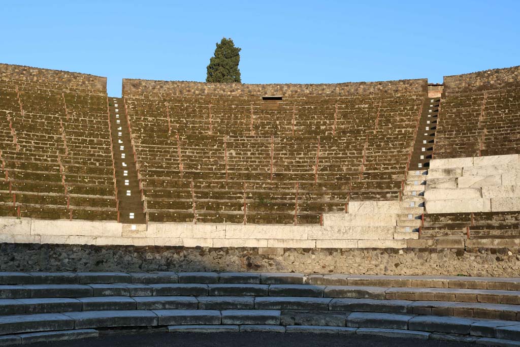 VIII.7.20 Pompeii. December 2018. Looking north to seating. Photo courtesy of Aude Durand.