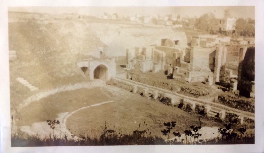 VIII.7.21 Pompeii. April 1903. Looking south-east across Large Theatre, from upper level. Photo courtesy of Rick Bauer.
