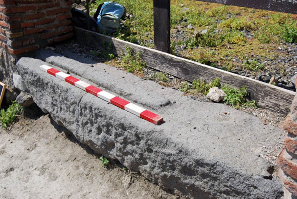 VIII.7.23 Pompeii. June 2009. Threshold of entrance doorway, looking south. Photo courtesy of Sera Baker.