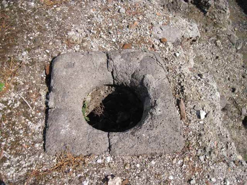 VIII.7.24 Pompeii. September 2010. Detail of garden well on north portico of garden. Looking east. Photo courtesy of Drew Baker.

