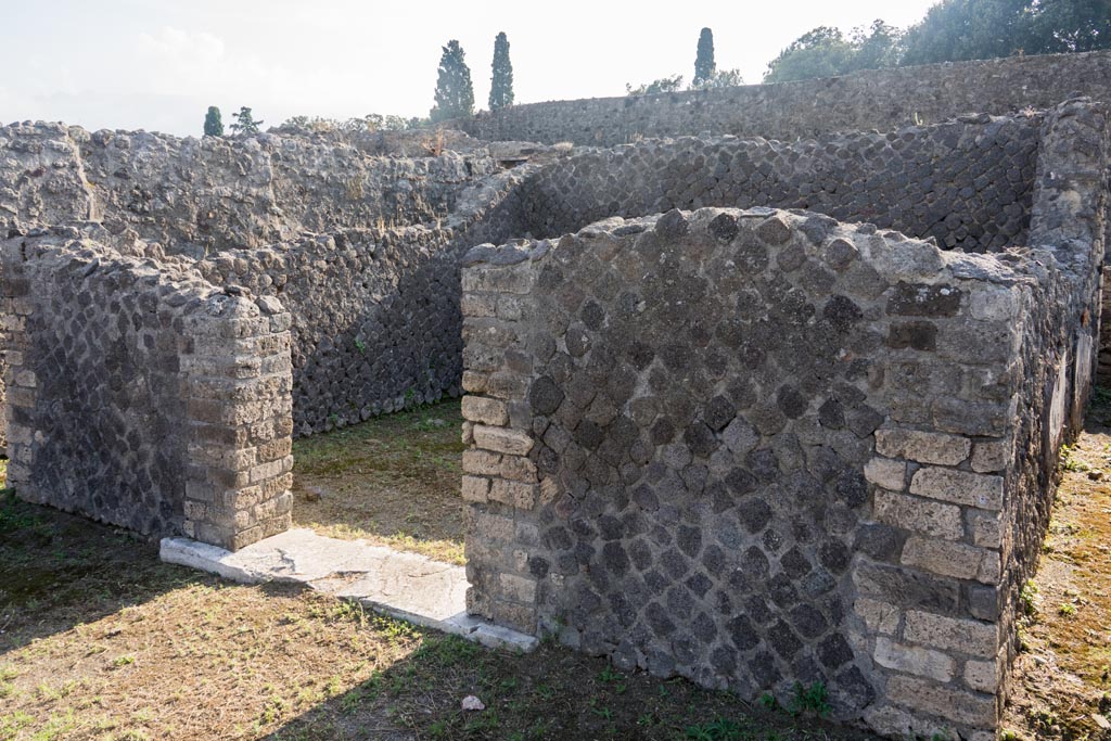 VIII.7.25 Pompeii. October 2023. Looking south-west towards doorway to cella on podium. Photo courtesy of Johannes Eber.

