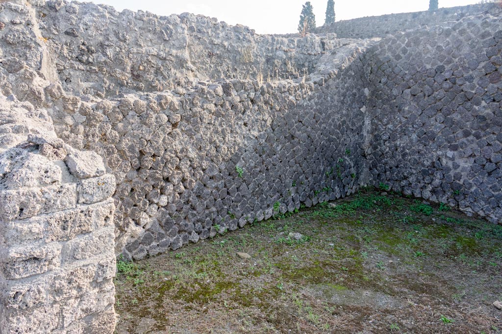 VIII.7.25 Pompeii. October 2023. Looking through doorway to south wall of cella. Photo courtesy of Johannes Eber.


