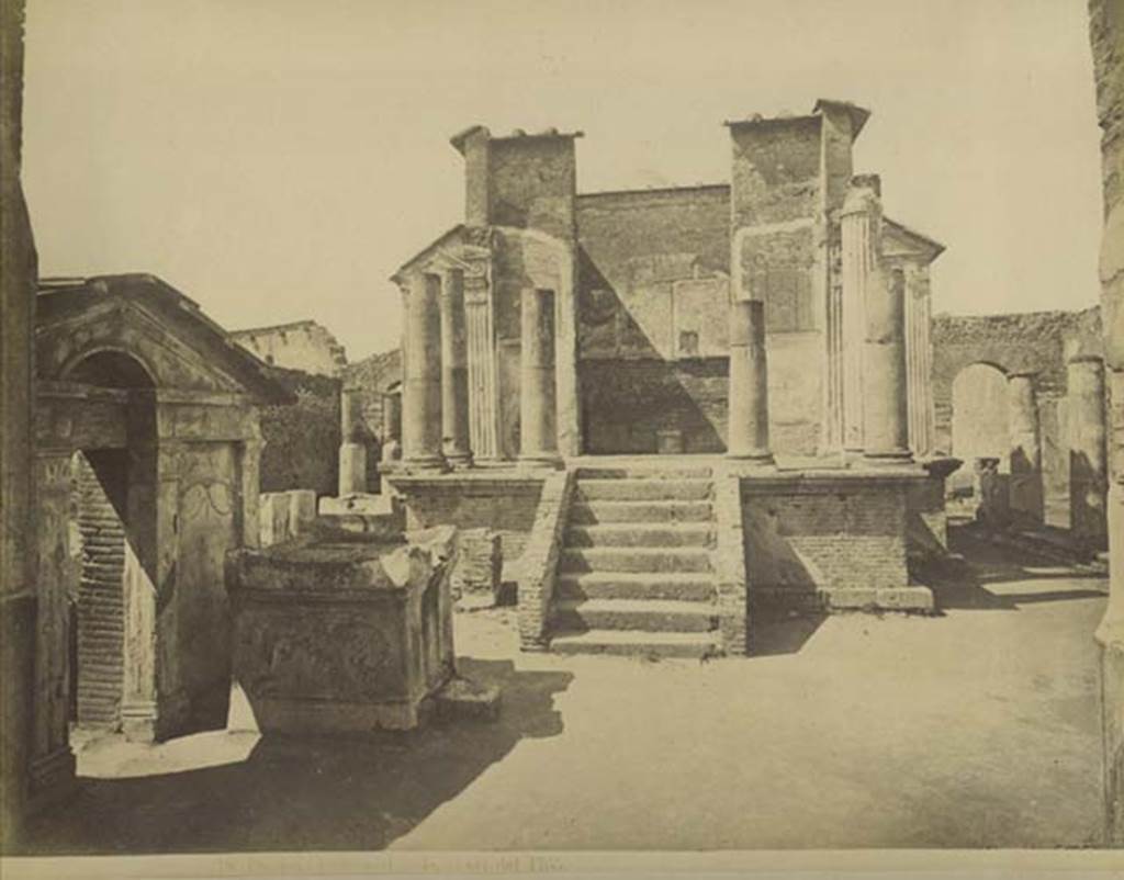 VIII.7.28 Pompeii. Mid 1890’s photograph by Esposito, no.018. Temple steps leading up to portico and cella.  Photo courtesy of Rick Bauer.

