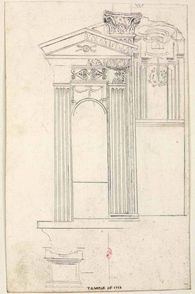VIII.7.28 Pompeii. Between 1819 and 1832, sketch by W. Gell showing front left side (south) alcove.
See Gell, W. Pompeii unpublished [Dessins de l'édition de 1832 donnant le résultat des fouilles post 1819 (?)] vol II, pl. 57.
Bibliothèque de l'Institut National d'Histoire de l'Art, collections Jacques Doucet, Identifiant numérique Num MS180 (2).
See book in INHA Use Etalab Licence Ouverte
