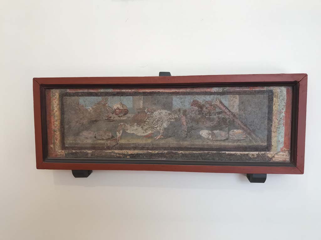 VIII.7.28 Pompeii. April 2019. Still life found on right feature of east wall. 
Now in Naples Archaeological Museum. Inventory number 8716. Photo courtesy of Rick Bauer.
