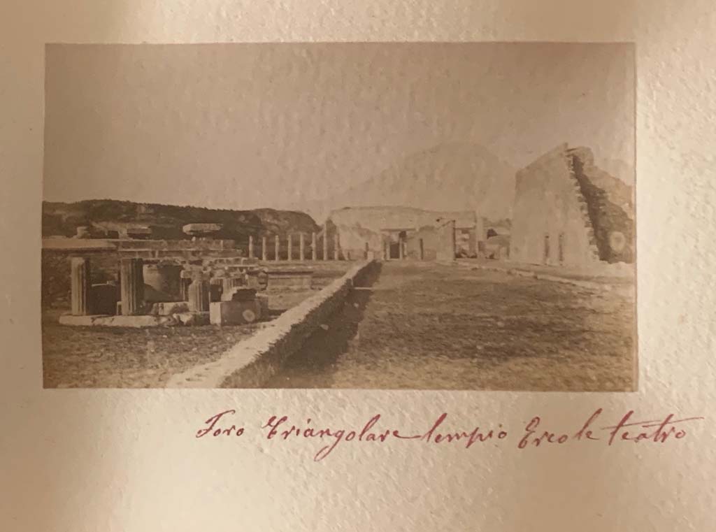 VIII.7.32 Pompeii, Triangular Forum. From an album dated c.1875-1885. Looking north to entrance, with Tholos on left.
Photo courtesy of Rick Bauer.