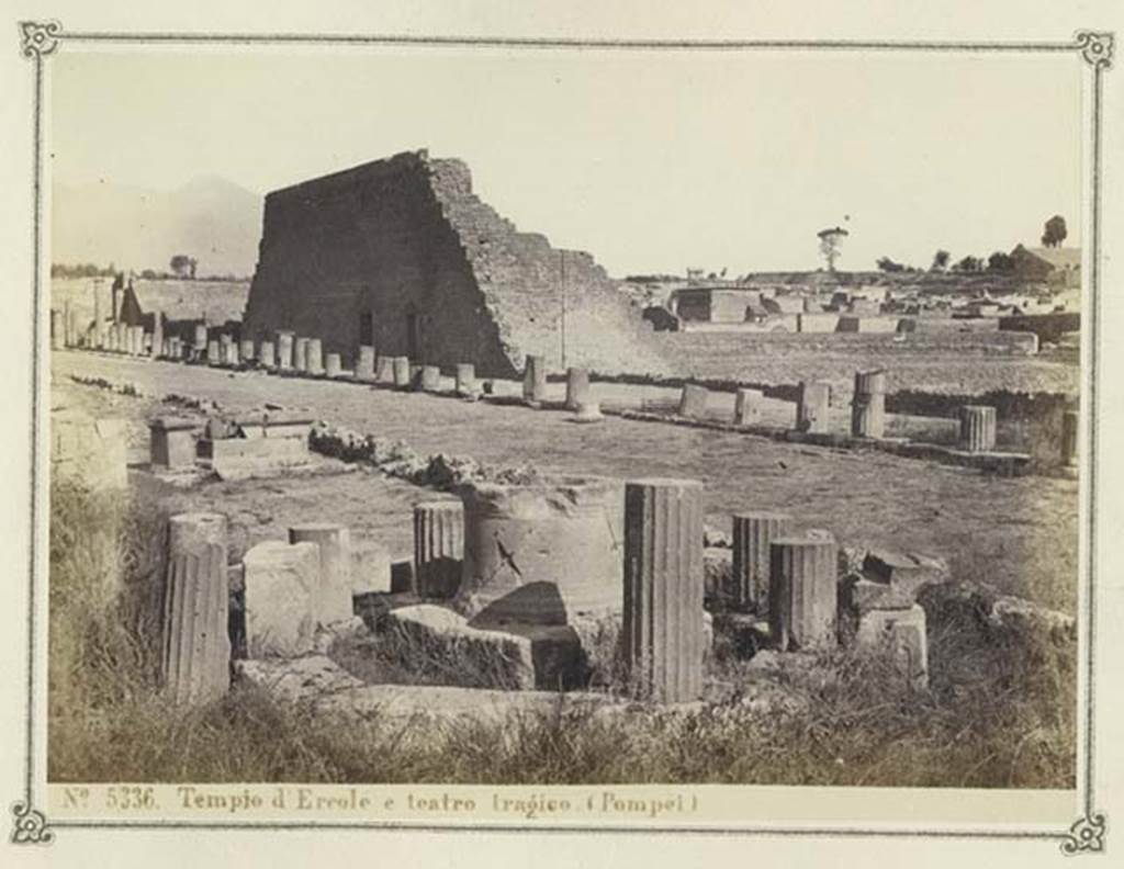 VIII.7.32, Pompeii. Album dated January 1874. Looking north-east towards the upper Large Theatre. Photo courtesy of Rick Bauer.