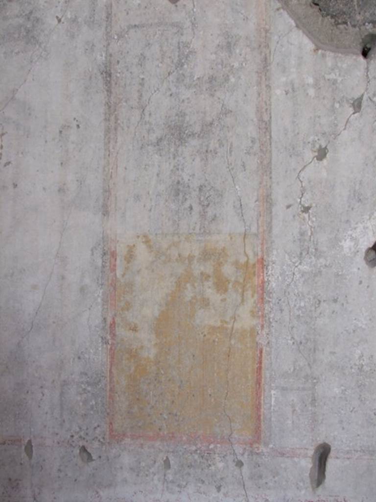 IX.1.20 Pompeii. December 2007. Room 9, south wall. Remains of wall painting of light architectural framework on a white background separating panels on south wall.