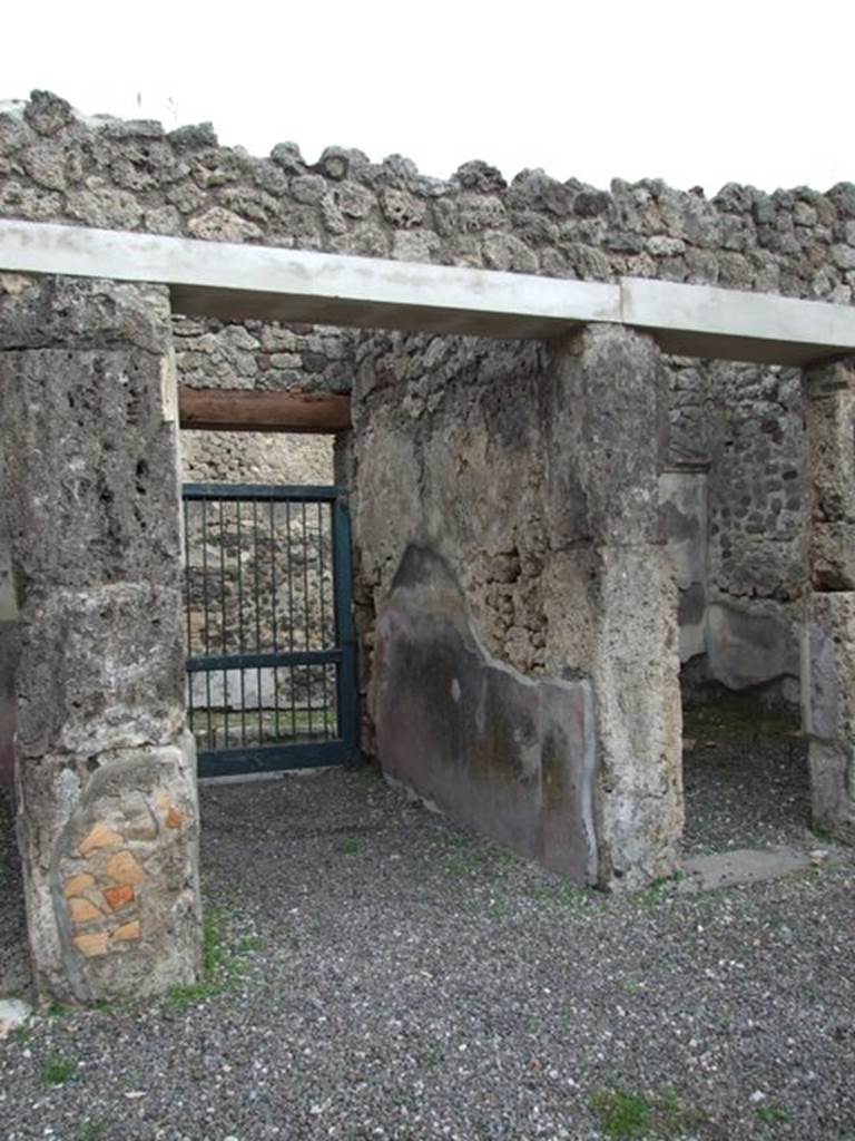 IX.1.22 House of M. Epidi Sabini.  December 2007.  Room 27.  Second atrium.  Looking out through rear entrance IX.1.29 to Vicolo di Tesmo.