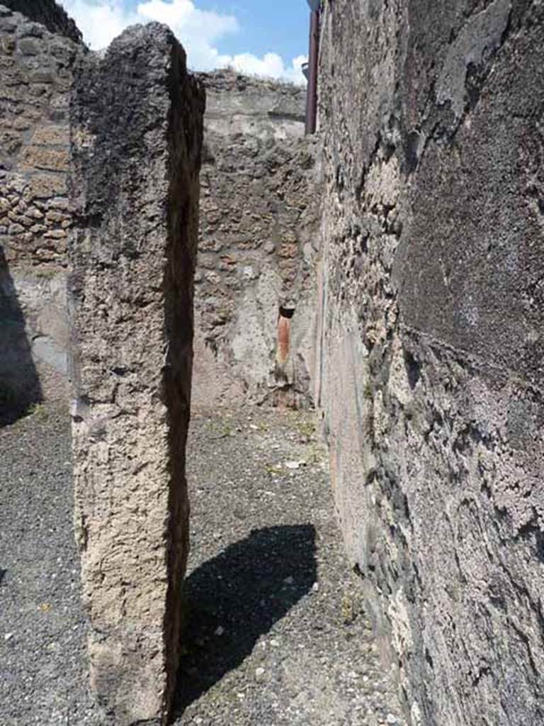 IX.1.24 Pompeii. May 2010. Site of steps to upper floor, in north-east corner.