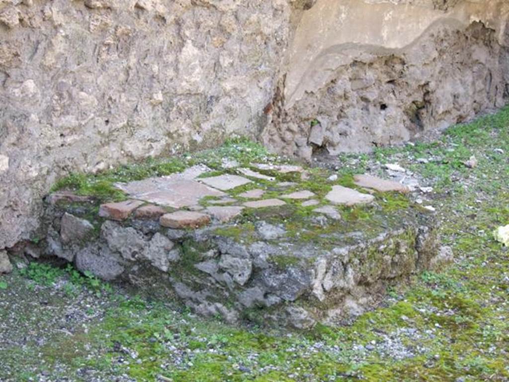 IX.1.27 Pompeii. March 2009. Base of stairs to upper floor, against west wall.