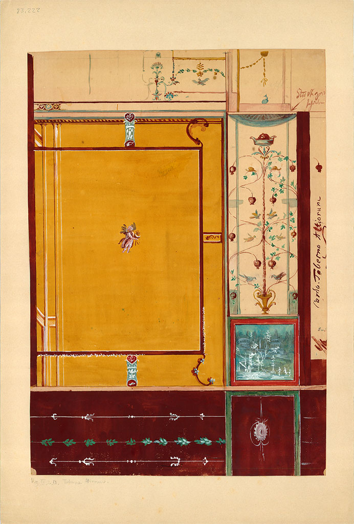 IX.2.10 Pompeii. 1851 painting by G. Abbate of triclinium wall.
DAIR 83.222. Photo © Deutsches Archäologisches Institut, Abteilung Rom, Arkiv.