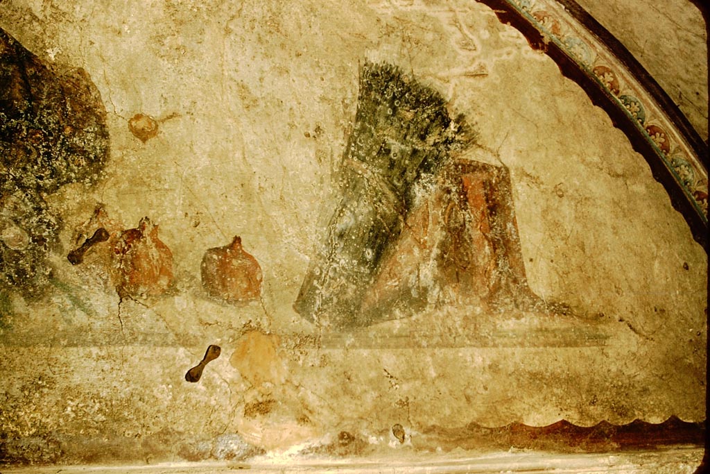 IX.2.10 Pompeii. 1957. Detail of painting in vaulted area. Photo by Stanley A. Jashemski.
Source: The Wilhelmina and Stanley A. Jashemski archive in the University of Maryland Library, Special Collections (See collection page) and made available under the Creative Commons Attribution-Non Commercial License v.4. See Licence and use details.
J57f0339