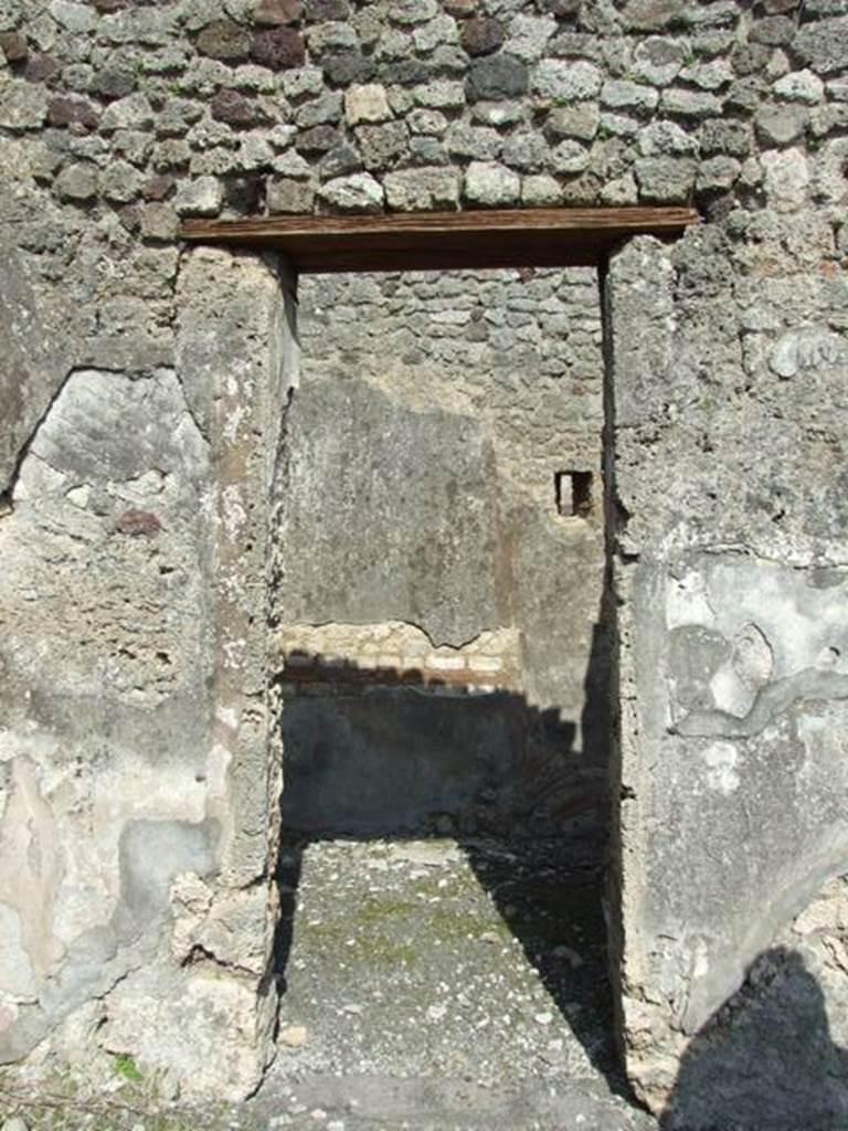 IX.2.18 Pompeii. March 2009. Doorway to Room 2, Cubiculum, in East wall of Atrium.