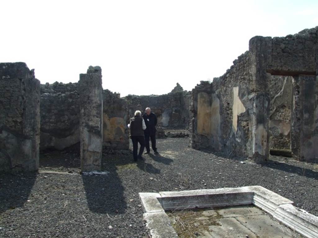 IX.2.18 Pompeii. March 2009. Room 1, looking west across atrium. The doorway to room 4 is on the left.
