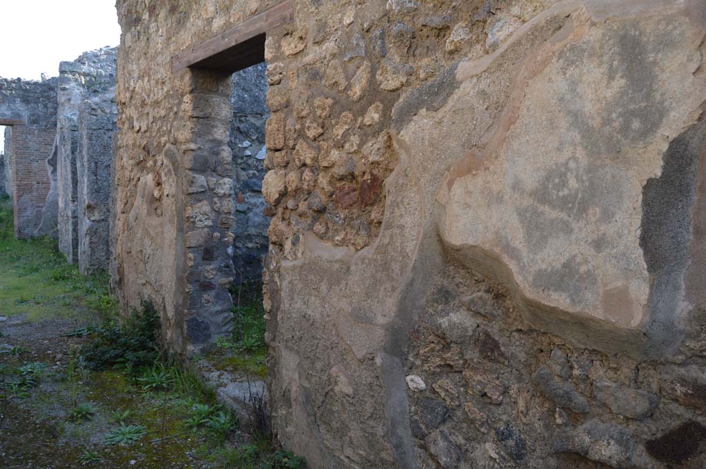 IX.2.26 Pompeii. March 2019.
Looking south along west wall of entrance corridor/fauces with doorway to kitchen, and towards west side of atrium.
Foto Taylor Lauritsen, ERC Grant 681269 DÉCOR.