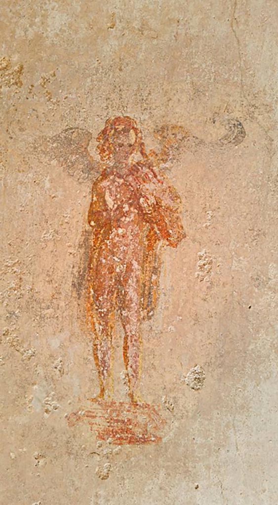 IX.3.5 Pompeii. 2016/2017.
Room 4, detail of painted figure in south-east corner. Photo courtesy of Giuseppe Ciaramella.