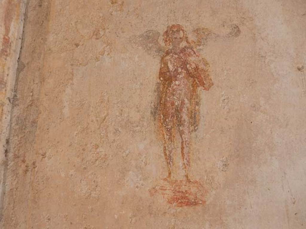 IX.3.5 Pompeii. May 2015. Room 4, detail of painted figure in south-east corner.
Photo courtesy of Buzz Ferebee.