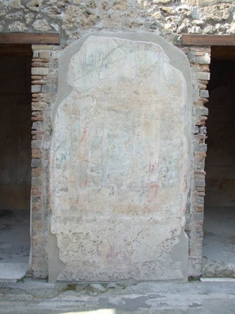 IX.3.5 Pompeii. March 2009. Wall in atrium between rooms 4 and 5, with remains of painted decoration.