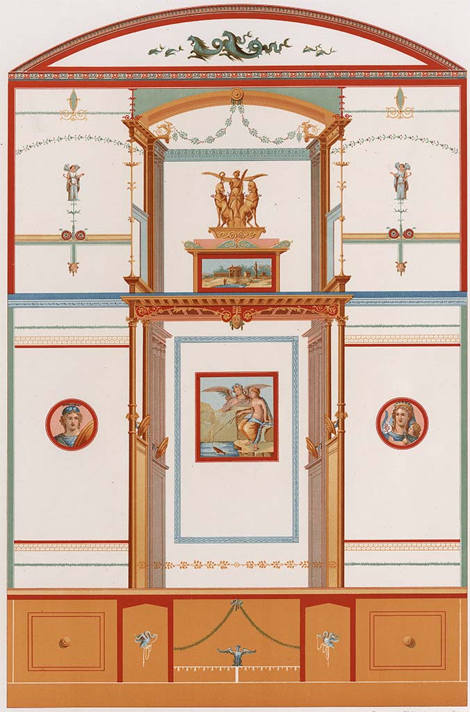 X.3.5 Pompeii. Room 5, north wall.
See D’Amelio P., 1886. Dipinti Murali di Pompei. Naples: Richter, Pl. VI.