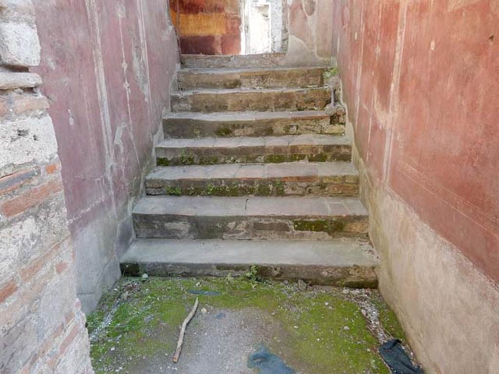 IX.3.5 Pompeii. May 2015. Room 17, steps to upper floor on east side of ala.
Photo courtesy of Buzz Ferebee.