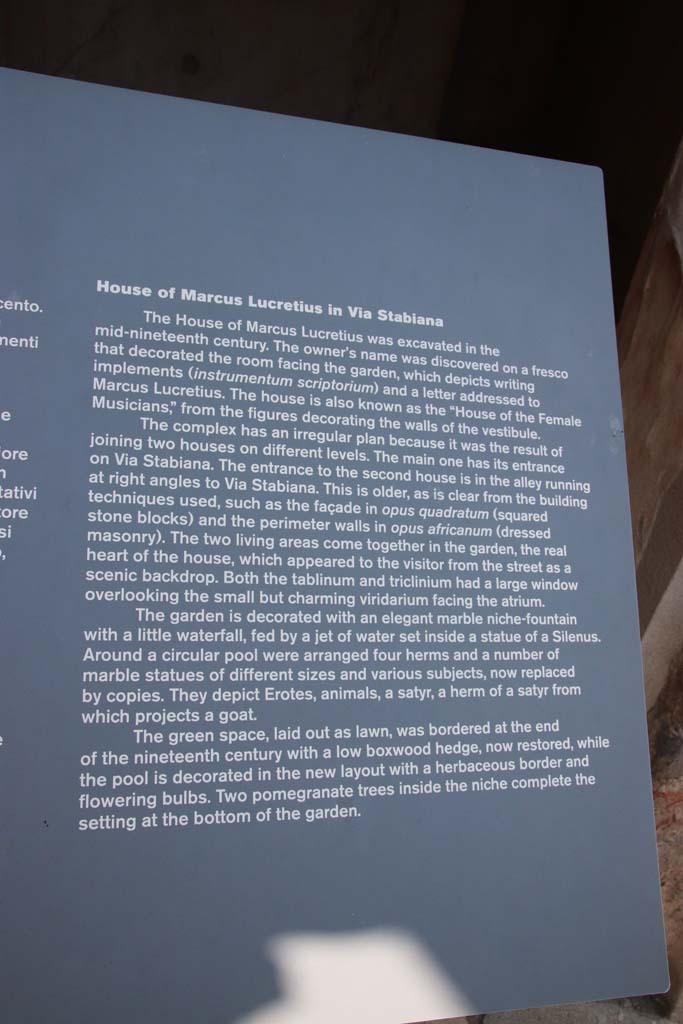 IX.3.5 Pompeii. September 2017. Information notice-board. Photo courtesy of Klaus Heese.