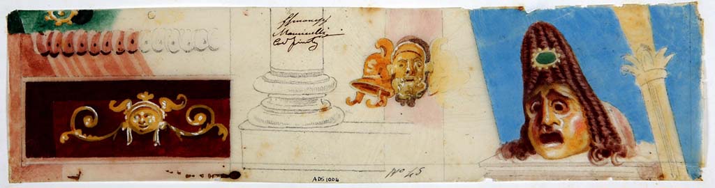 IX.3.5 Pompeii. Anonymous painting of the IV Style decoration of the atrium. This could be attributable to Michele Mastracchio. 
Now in Naples Archaeological Museum. Inventory number ADS 1004.
Photo © ICCD. http://www.catalogo.beniculturali.it
Utilizzabili alle condizioni della licenza Attribuzione - Non commerciale - Condividi allo stesso modo 2.5 Italia (CC BY-NC-SA 2.5 IT)
