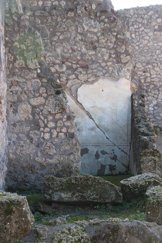 IX.3.21 Pompeii. October 2022. West wall of a room in the south-wets corner. Photo courtesy of Klaus Heese.