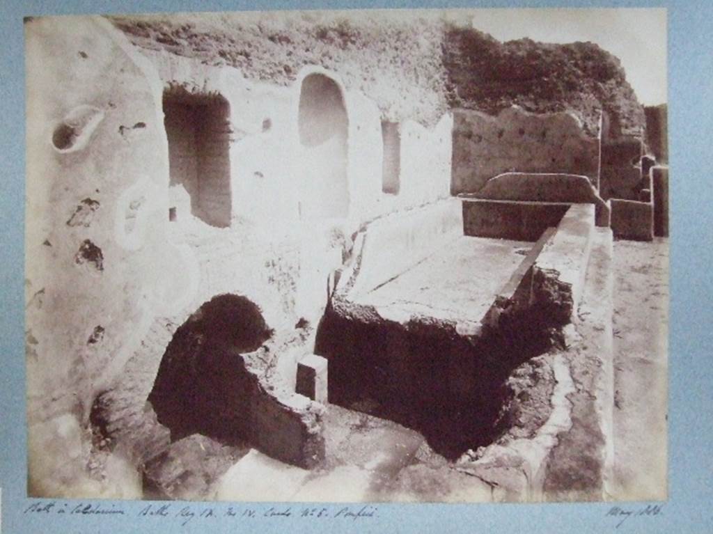 IX.4.18 Pompeii. Central Baths. May 1886. Bath at east end of caldarium “s” showing hypocaust. Courtesy of Society of Antiquaries. Fox Collection.