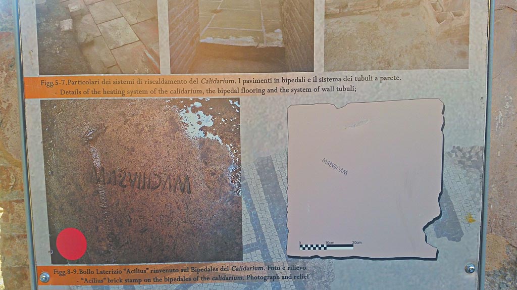 IX.4.18 Pompeii. December 2019. Descriptive notice board regarding Caldarium “s”. Photo courtesy of Giuseppe Ciaramella.