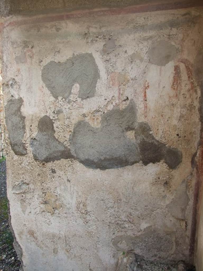 IX.5.2 Pompeii. December 2007. Room ‘w’, remains of painting on household shrine rear east wall.