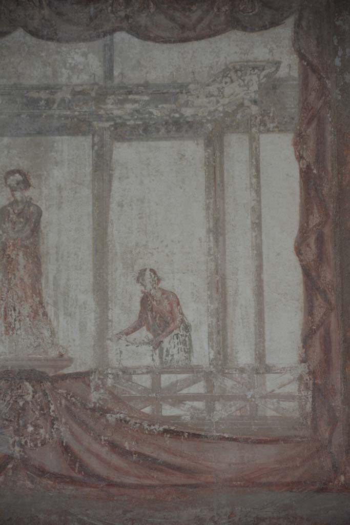 IX.5.6 Pompeii. May 2017. Room i, upper east wall, detail of figure at south end.
Foto Christian Beck, ERC Grant 681269 DÉCOR