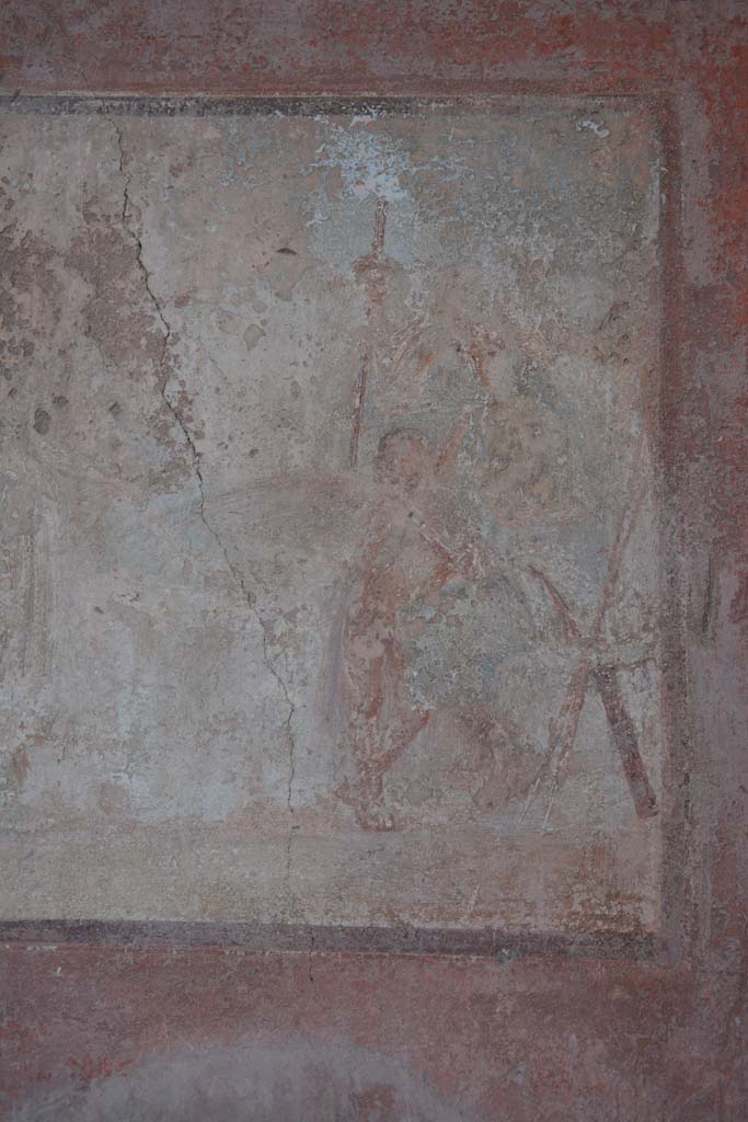 IX.5.6 Pompeii. May 2017.
Room i, detail from right (south) side of central wall painting on east wall.
Foto Christian Beck, ERC Grant 681269 DÉCOR.