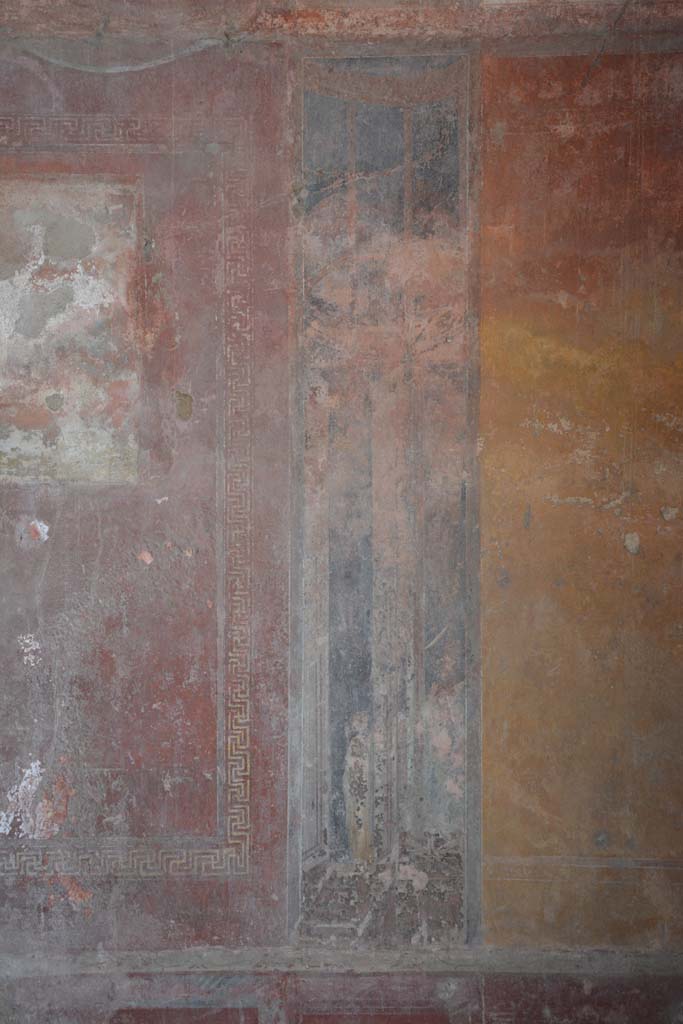 IX.5.6 Pompeii. May 2017.
Room i, detail of painted dividing panel on west wall on north side of central panel.
Foto Christian Beck, ERC Grant 681269 DÉCOR.